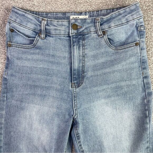 Oat New York Jeans Women’s 6 Flare High Rise Light Wash Fray Hem Denim Stretch - Picture 2 of 12